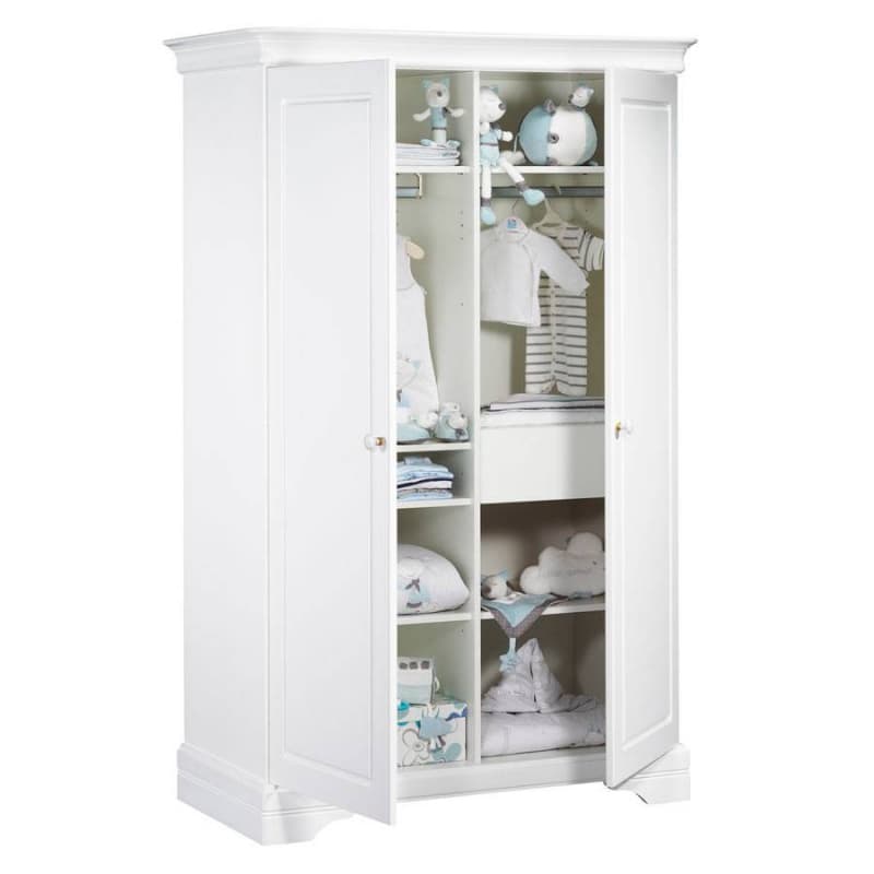 Armoire 2 Portes Elodie Blanc, elodie blanc sauthon signature blanc l 121 h 191 p — vue 1 sur 3