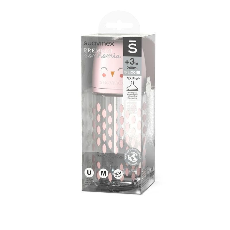 Biberon Verre 240ml Bonhomia Rose, suavinex 2024 — vue 2 sur 2