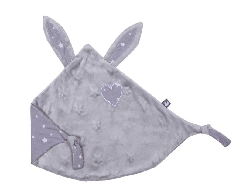 Doudou Lapin Petit Coeur, bb&co etoiles gris/blanc per