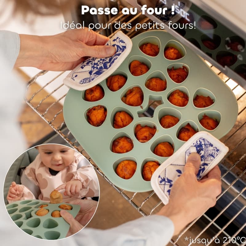 Mini Multiportions Silicone X20, vert sauge 35ml beaba 26/05 — vue 5 sur 7