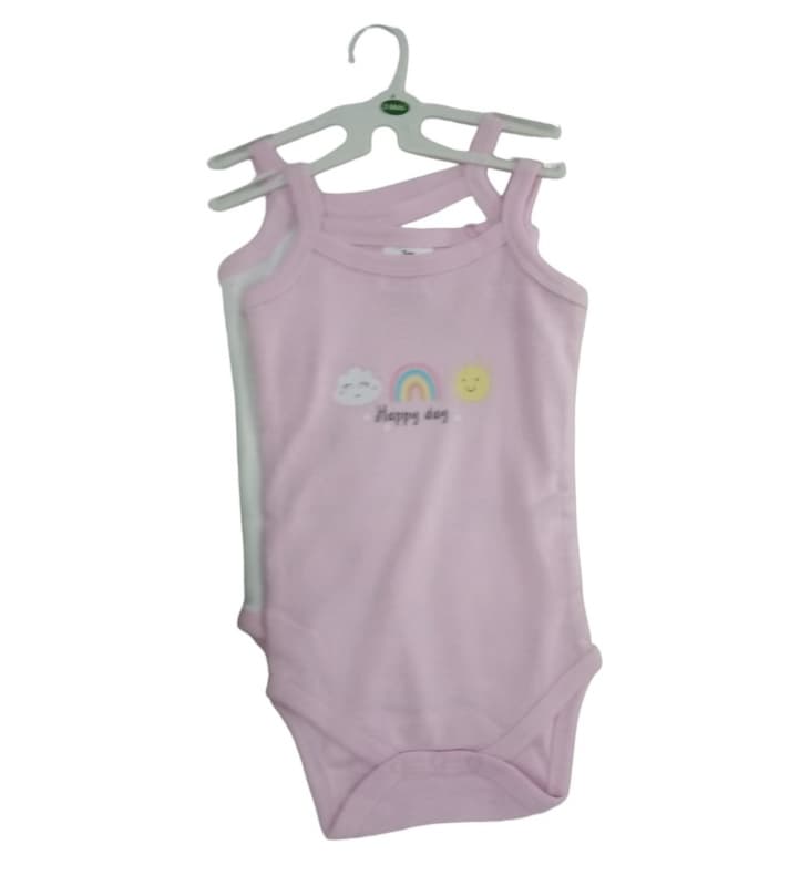 2 Bodys Bretelle 3-24m Rose/vert — vue 1 sur 2