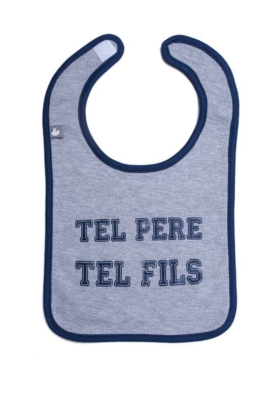 Bavoir Tel Pere Tel Fils, gris chine/marine 0-18 mois per
