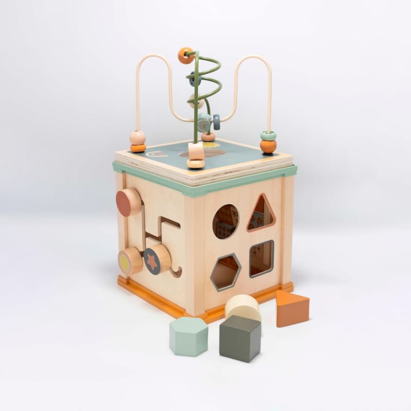 Cube d'Activites en Bois Fsc, multicouleur dès 12 mois trois kilos sept e-24 — vue 1 sur 5
