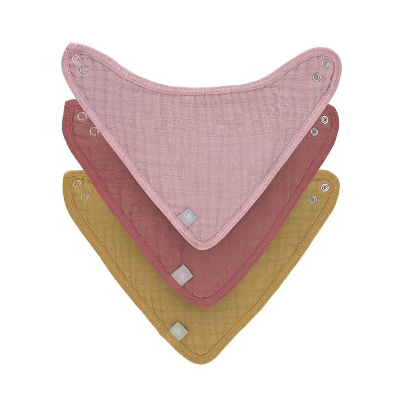 Lot de 3 Bandanas en Mousseline/eponge Rose/bois de Rose/moutarde, lässig mutlicouleur
