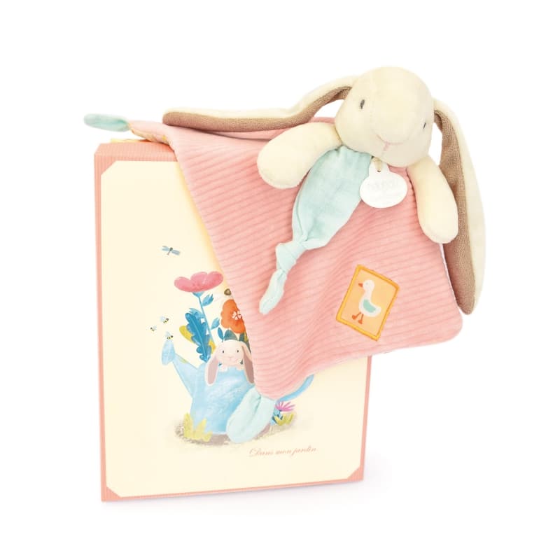 Lapin Ciboulette Doudou, rose 27cm doudou sensoriel doudou et compagnie a-24 h-24 — vue 3 sur 3
