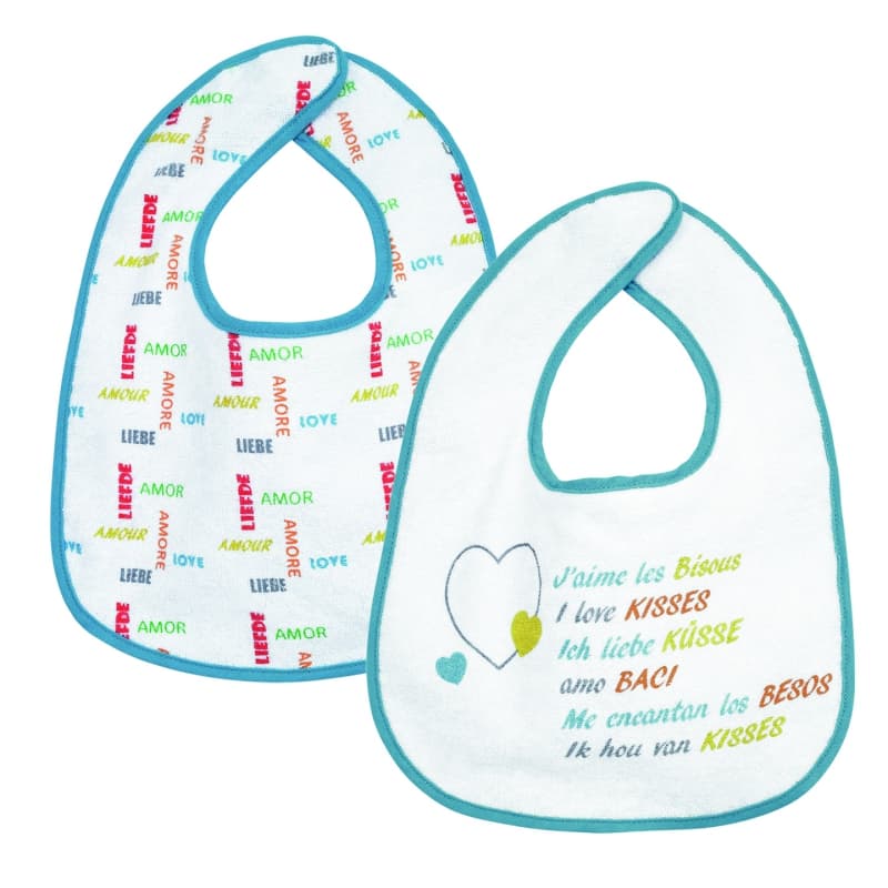 Bavoirs Lot de 2 I Love Kiss, trois kilos sept