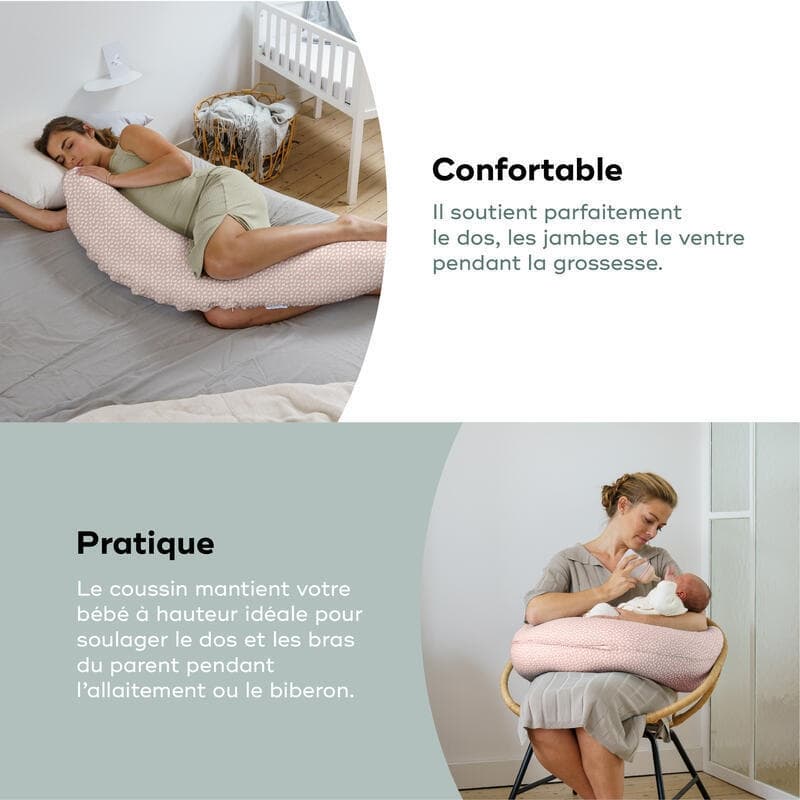 Coussin de Maternite Doomoo Buddy Cloudy Pink, confort babymoov — vue 4 sur 7