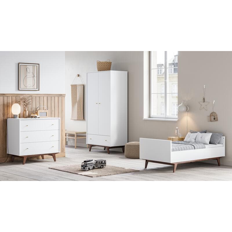 Lit 70x140 Mid Blanc/noix, mid 144,4x75x89,9 — vue 2 sur 5
