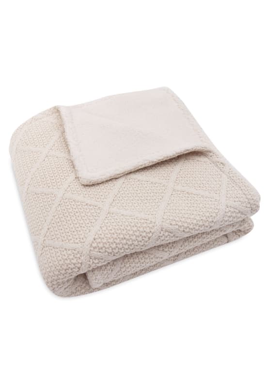 Couverture Berceau Fleece, oatmeal 75x100cm check knit jollein h-24 — vue 4 sur 5