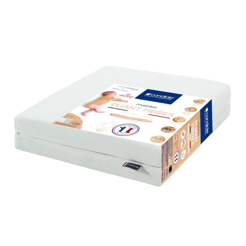 Matelas Pliant 2 Parties Fibres Dehoussable, 60x120x7 cm — vue 1 sur 4