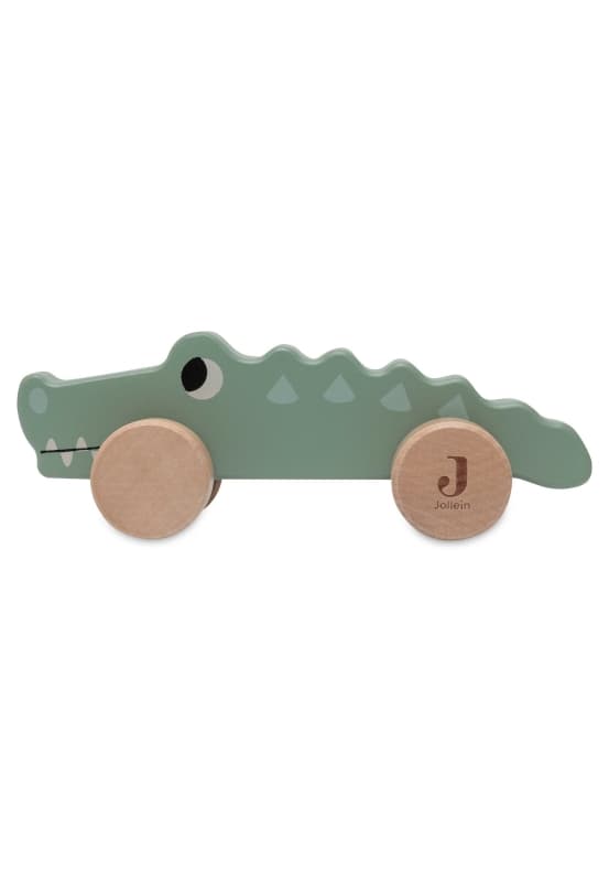 Jouet en Bois a Roulettes, sea green jungle jambo crocodile jollein h-24 — vue 1 sur 3