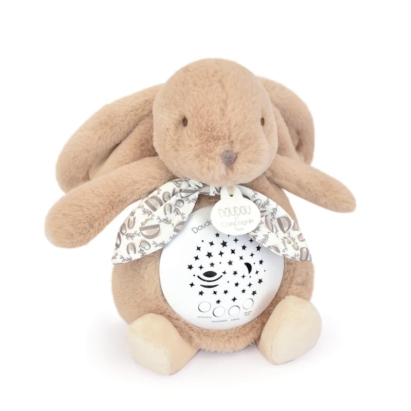 Lapin Doudou Veilleuse Musicale, beige 19cm doudou sensoriel projection d'etoiles doudou et compagnie a-24 h-24
