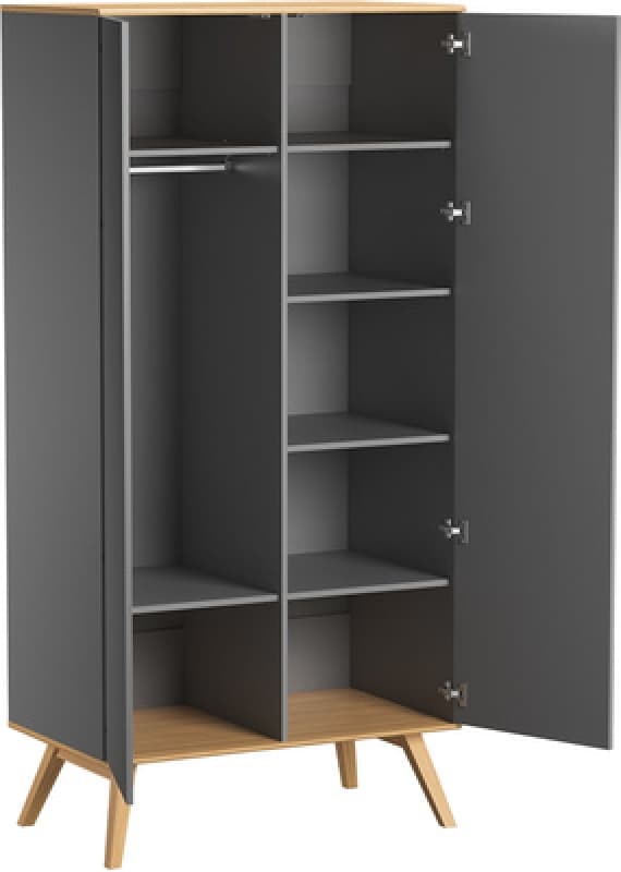 Armoire 2 Portes Naturebaby Graphite/bois — vue 2 sur 3