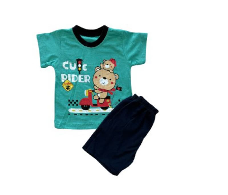 Ens Short+tee Shirt Garcon 9m, vert