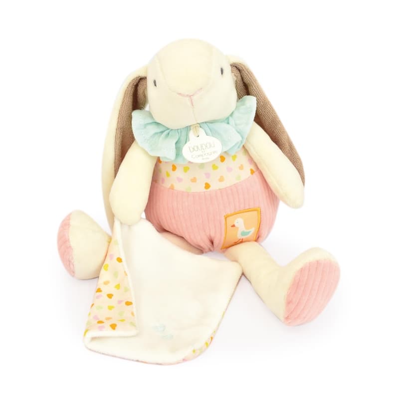 Lapin Ciboulette Pantin avec Doudou, rose 28cm doudou sensoriel doudou et compagnie a-24 h-24 — vue 1 sur 3
