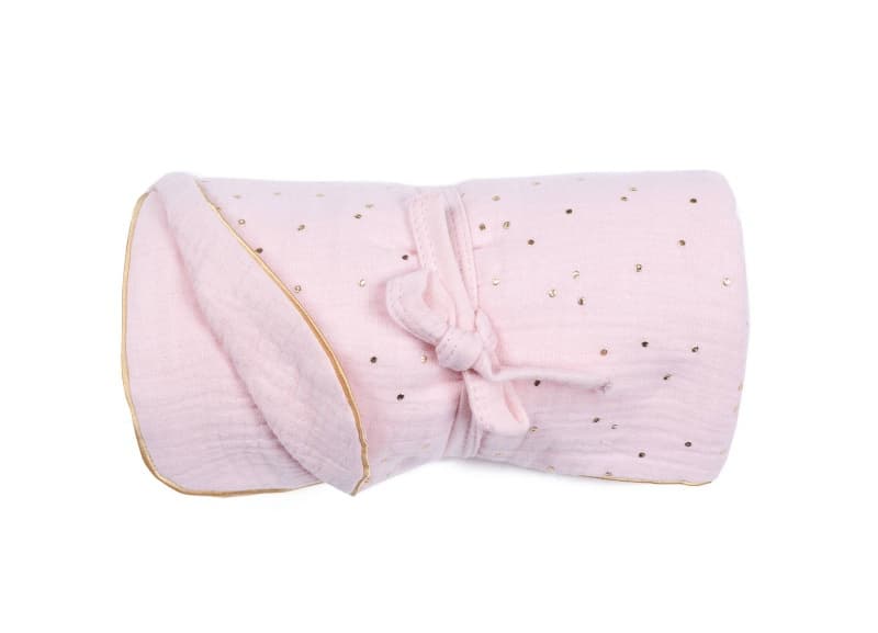 Couverture d'Ete Double Gaze en Gaze, bb&co blush pois or per