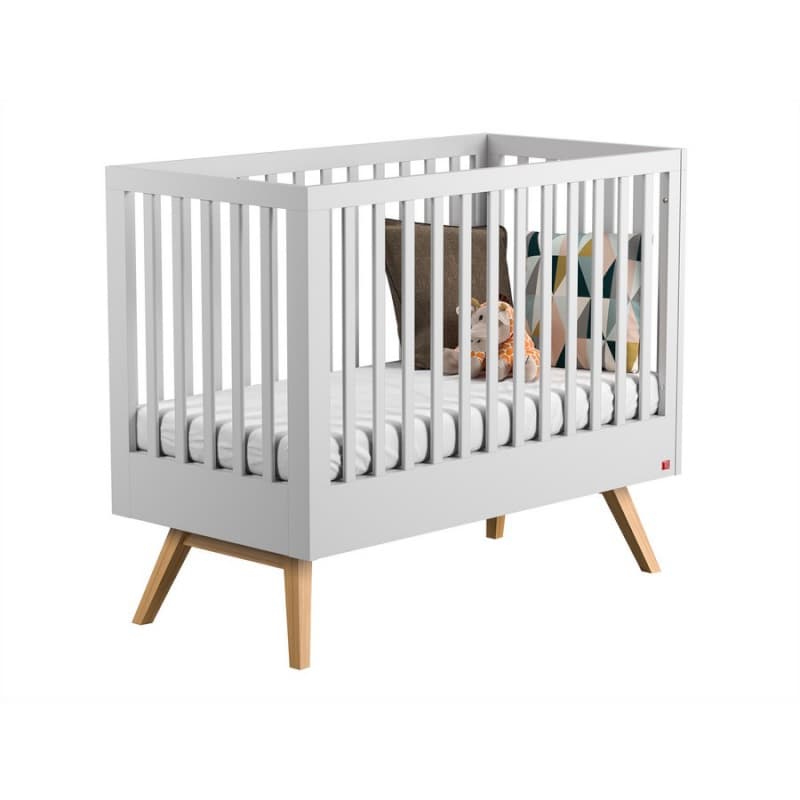 Lit Bois Blanc 60x120 Nautis, 124,5x65x99 blanc/bois