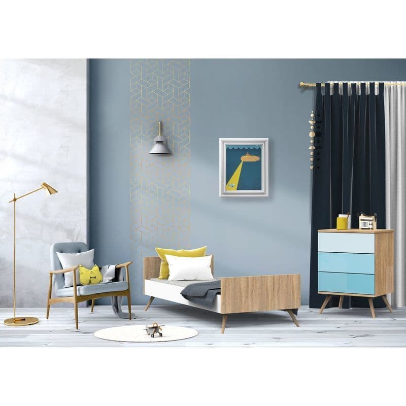 Lit Combine Evolutif Bleu Version Tiroirs Bleu Seventies, sauthon — vue 5 sur 5