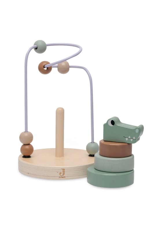 Tour d'Empilage en Bois a Spirale, sea green jungle jambo croco jollein h-24 — vue 3 sur 3