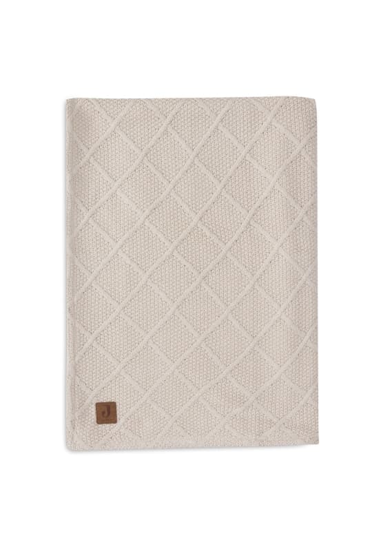 Couverture Berceau Fleece, oatmeal 75x100cm check knit jollein h-24 — vue 1 sur 5