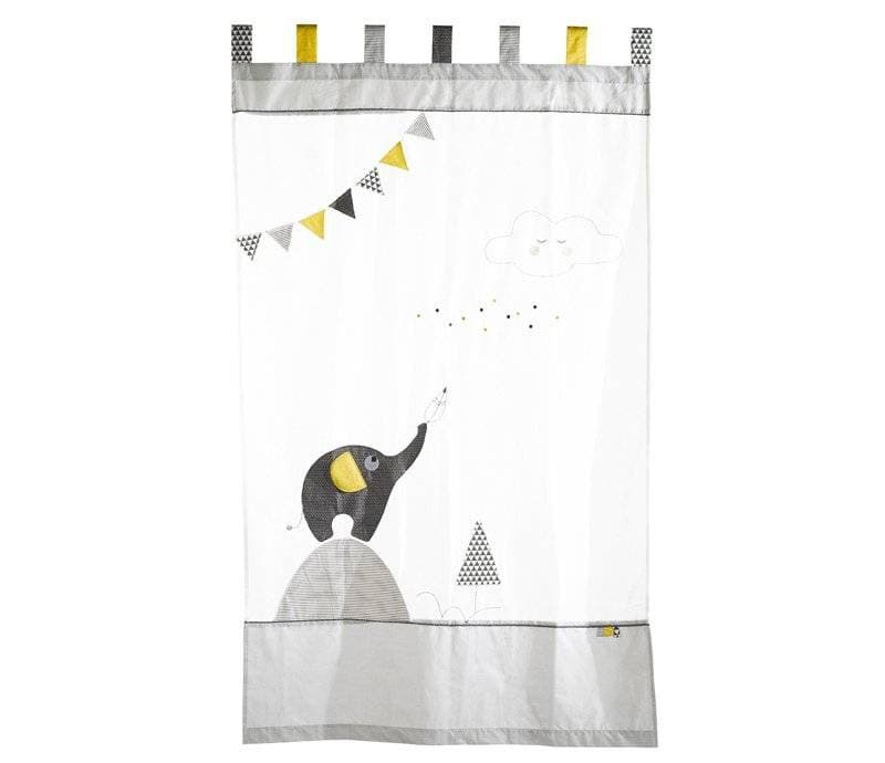 Rideau Babyfan, babyfan sauthon baby deco blanc/gris 105 x 180 cm