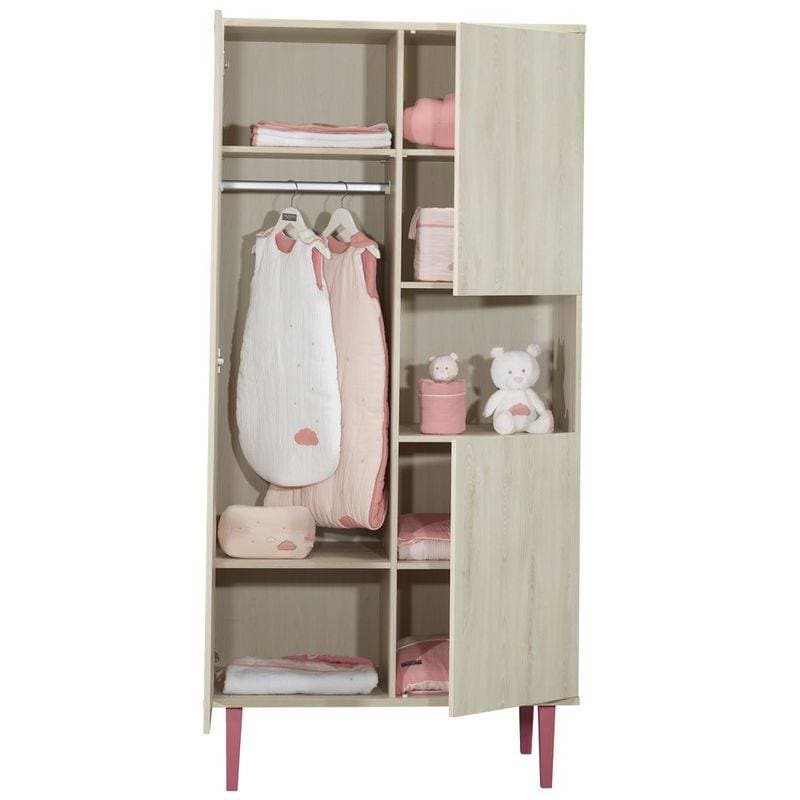 Armoire 1 Gde et 2 Petites Portes Niche Opaline Ro, opaline sauthon selection hetre cendre - rose cany — vue 3 sur 3
