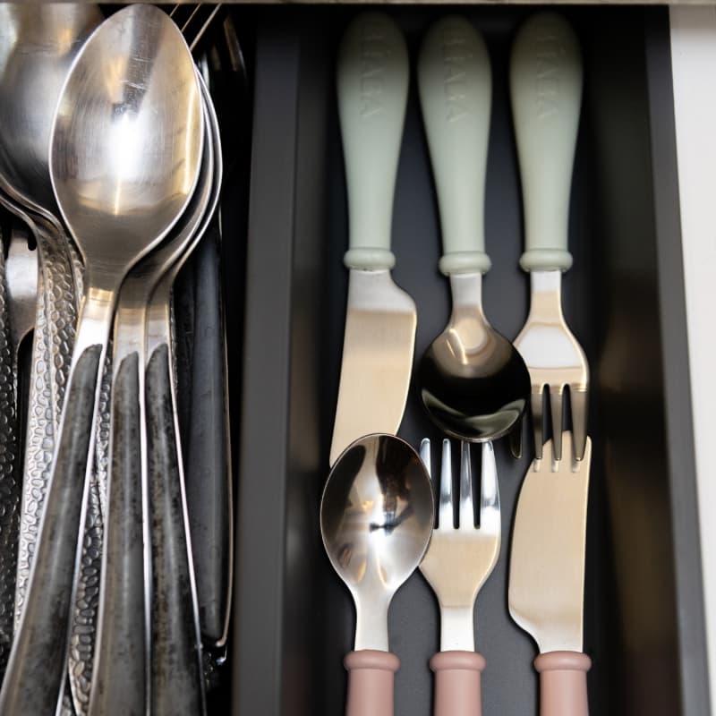 Set de 3 Couverts Inox, vert de gris beaba — vue 5 sur 5