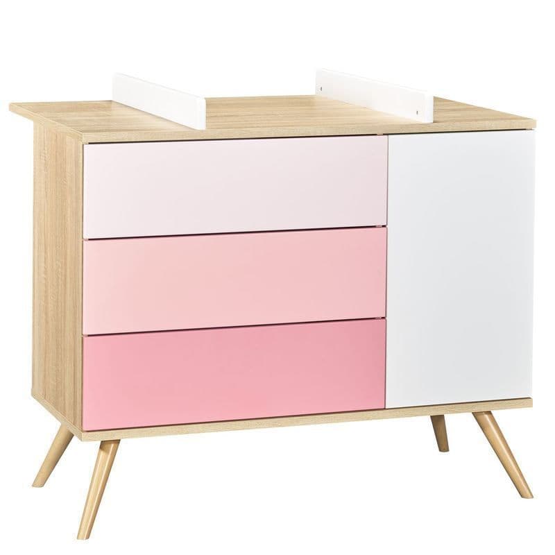 Commode 1 Porte et 3 Tiroirs Rose Version Tiroirs Rose Seventies, seventies meuble — vue 1 sur 4