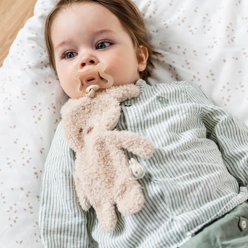 Doudou Attache Tetine, lapin beige teddy bouclette nattou 25/07 — vue 2 sur 3