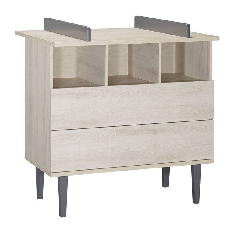 Commode 2 Tiroirs 3 Niches Opaline Gris, opaline sauthon selection hetre cendre - — vue 1 sur 2