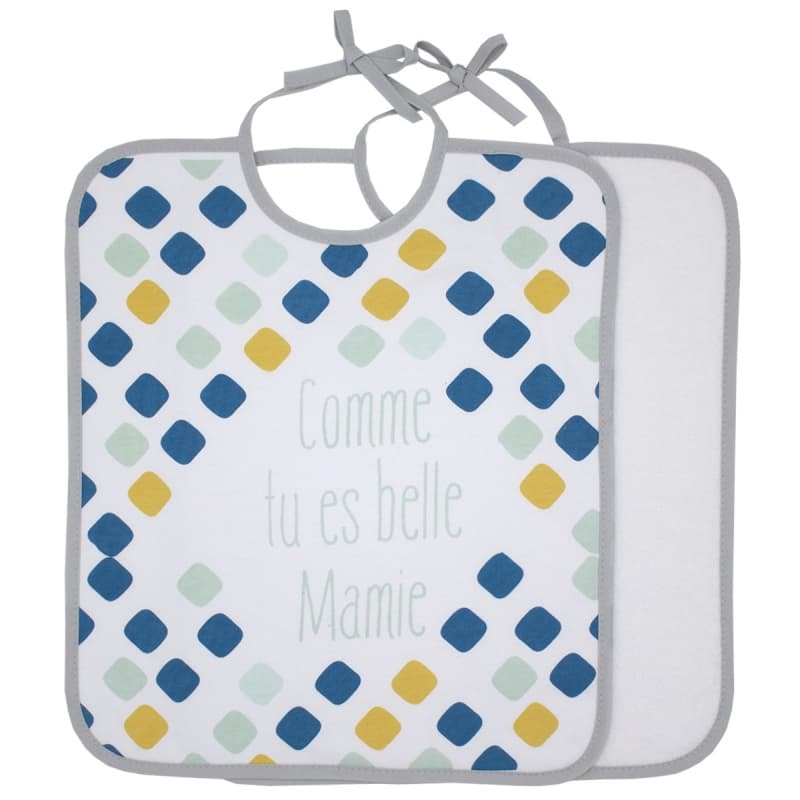 Lot de 2 Bavoirs 1er Age Comme Tu Es Belle Mamie, message mamie babycalin