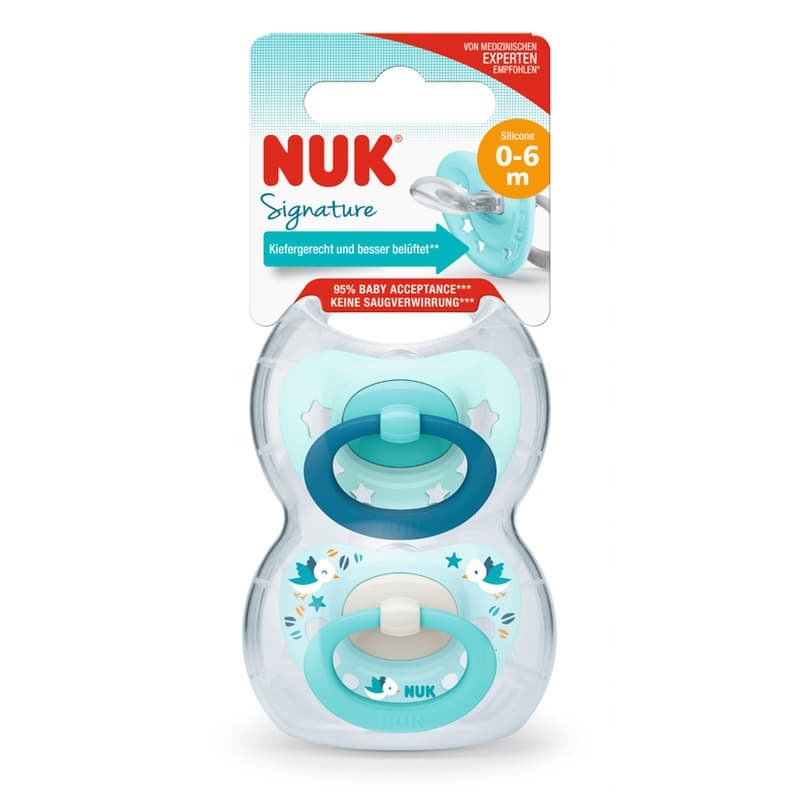 2 Sucettes Signature 0-6m Garcon, nuk imprimée 0-6 mois per