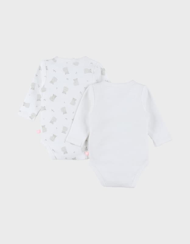 Bodys Croises Coton Bio Manches Longues X2, blanc 00m fluffy orso lily noukie's permanent — vue 2 sur 6