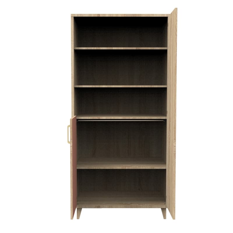 Armoire 2 Portes 1 Niche, charlie terracotta meuble chêne doré - terracotta — vue 3 sur 5