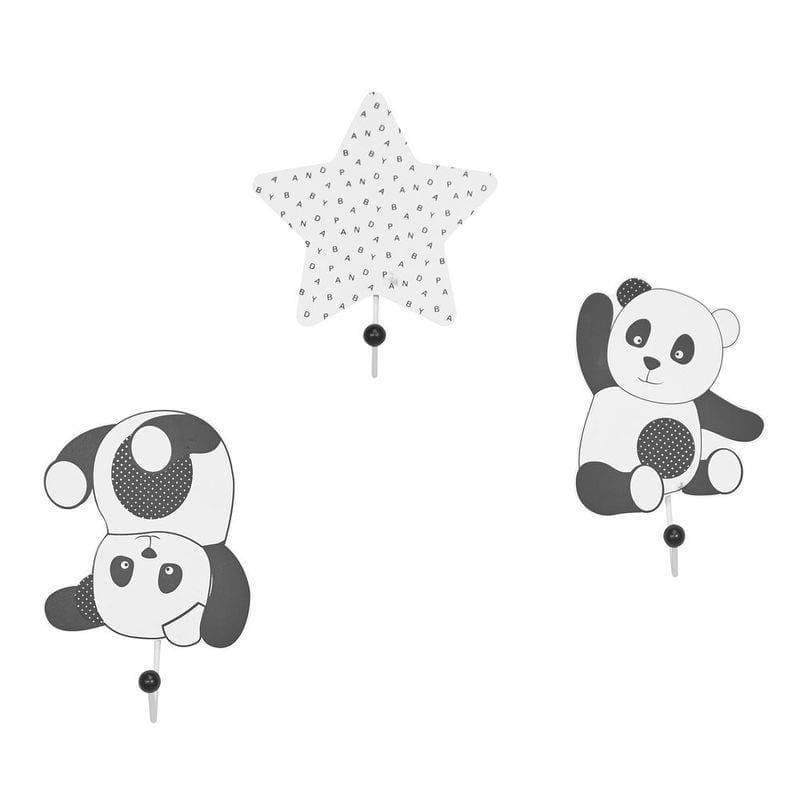 Pateres Set de 3 Chao Chao, chao chao sauthon baby deco gris fonce - blanc - n