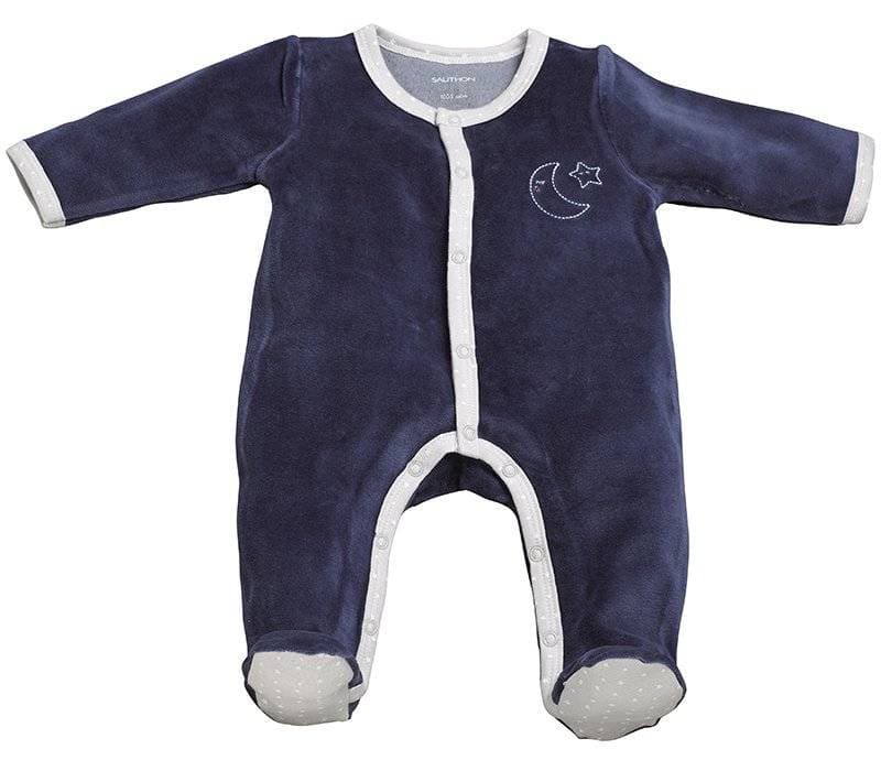 Pyjama Velours Merlin, merlin sauthon babywear bleu 1 mois per — vue 2 sur 2
