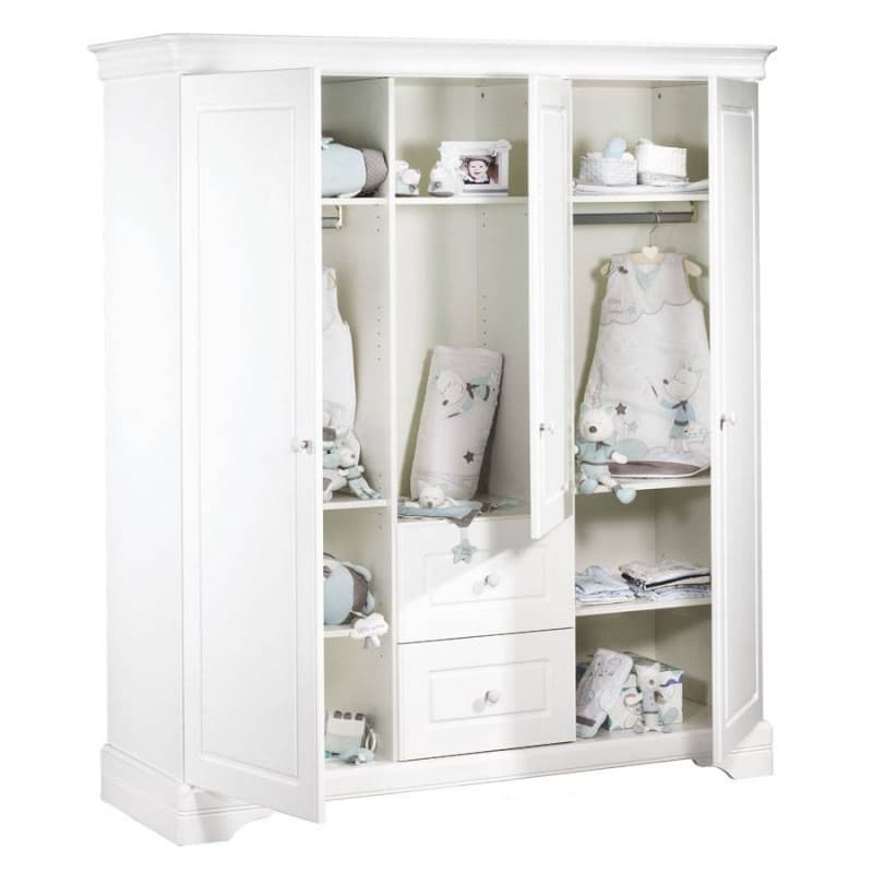 Armoire 3 Volumes Elodie Blanc, elodie blanc sauthon signature blanc l171 h192 p62 — vue 1 sur 4
