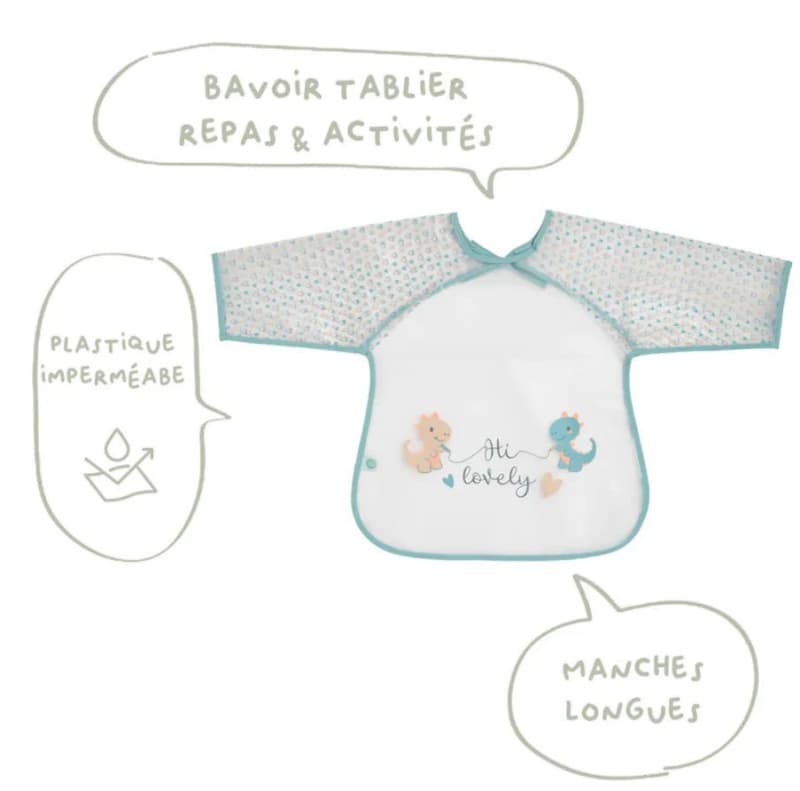 Bavoir Tablier 2eme Age, 37x42 cm dinosaures babycalin