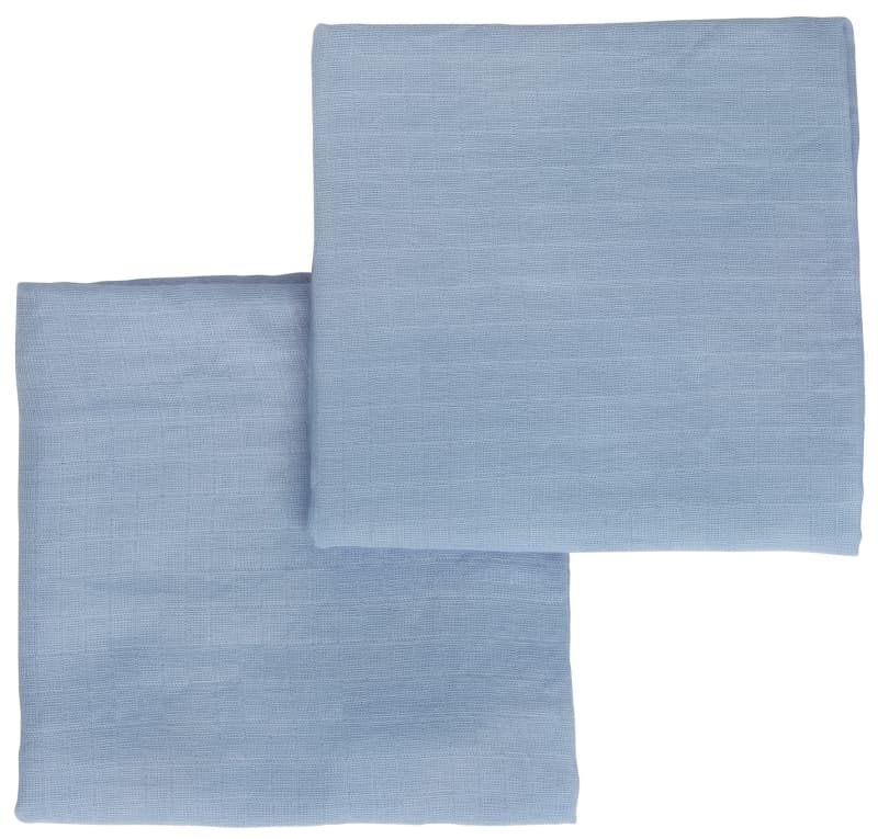 Lot de 2 Langes Unis Gaia Bleu 70x70cm, gaia bebe9 creation bleu 70x70cm h-21