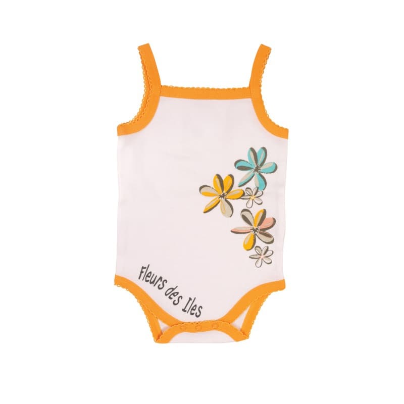 Body Bretelles Fleur des Iles, trois kilos sept blanc/orange 1/3/6/12/18/27 2019