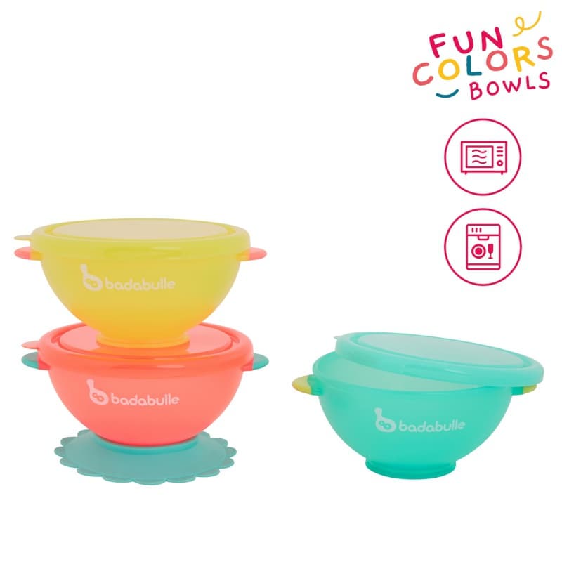 Lots de 3 Bols Funcolors Bowls ( Couvercles et Ventouse) — vue 3 sur 3