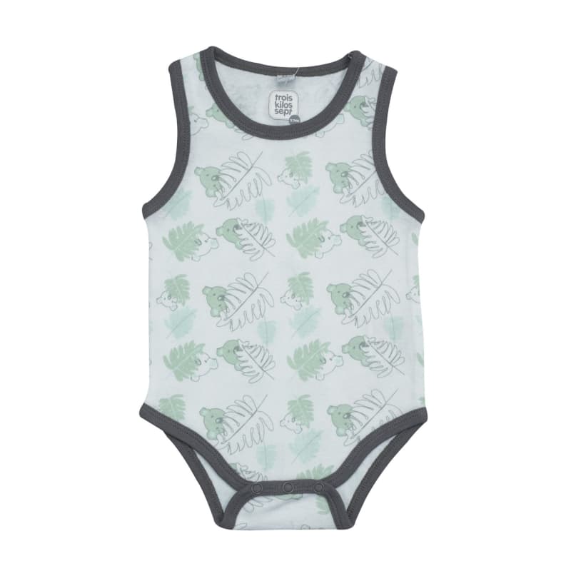 Body sans Manches - Feuilles, trois kilos sept vert / gris 1/3/6/12/18/23m p-23 — vue 1 sur 2