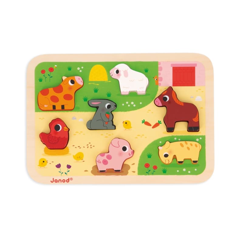 Chunky Puzzle a la Ferme, puzzles janod multicolore 29,8 x 20,8 x 2,1 collection 2024 — vue 4 sur 5