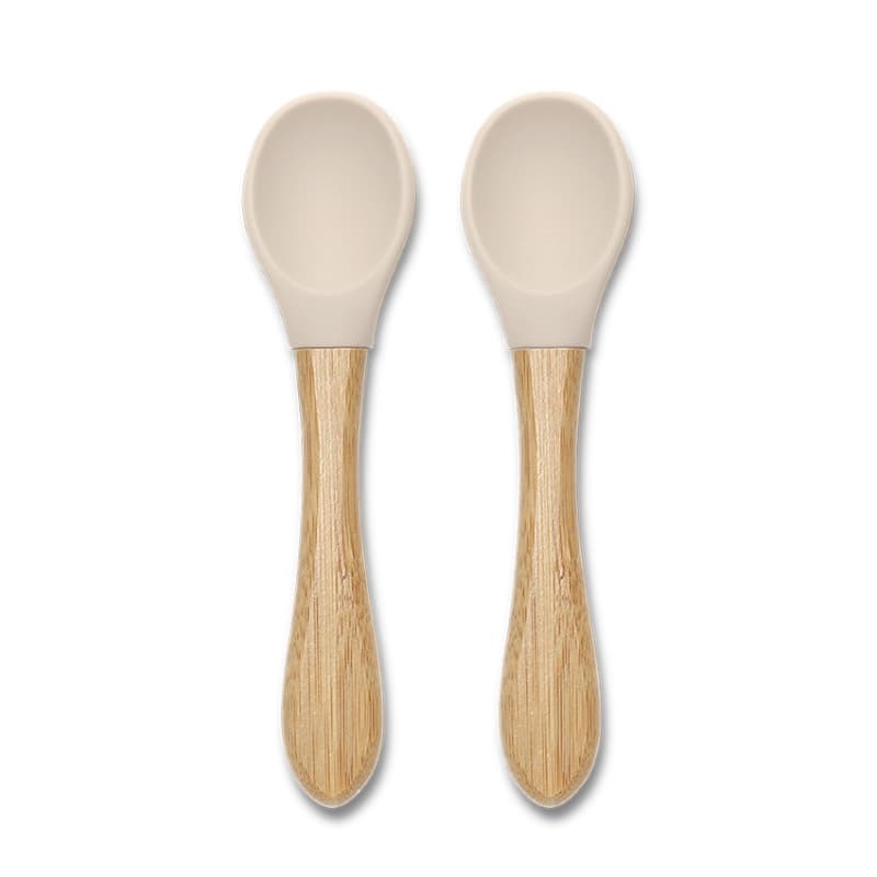 Lot de 2 Cuilleres Silicone Manche Bambou, beige lorelli 25/11 — vue 1 sur 3