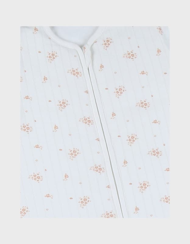 Vf Gigoteuse Nomade Pointelle Bambou-coton - Fleurs d'Antan, blanc rose 100cm vintage flowers noukie's — vue 5 sur 5