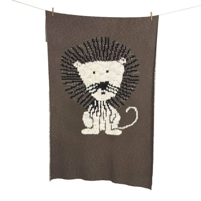 Couverture de Lit en Tricot Lion, tricot quax brun/beige 100x160 — vue 2 sur 2