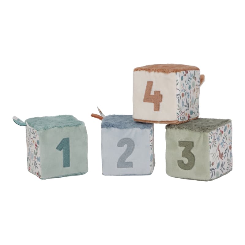 Lot de 4 Cubes Doux, marron bleu jaune multicolore forest friends little dutch — vue 2 sur 4