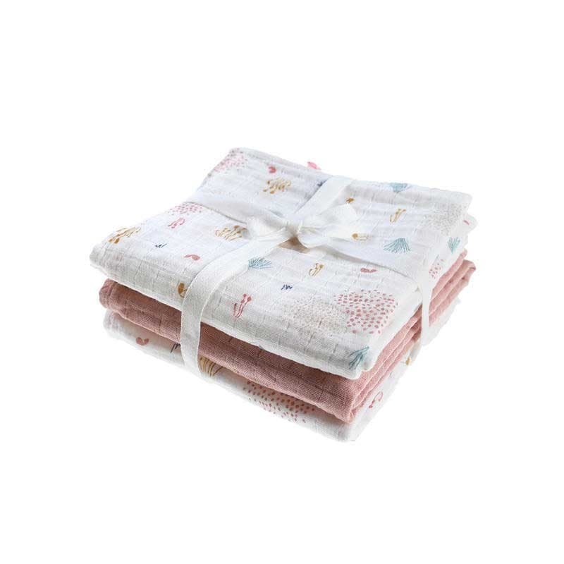M&m22 3 Langes 70x70cm Lina Rose, Mousseline Bio, mix & match noukies blanc permanent — vue 2 sur 5