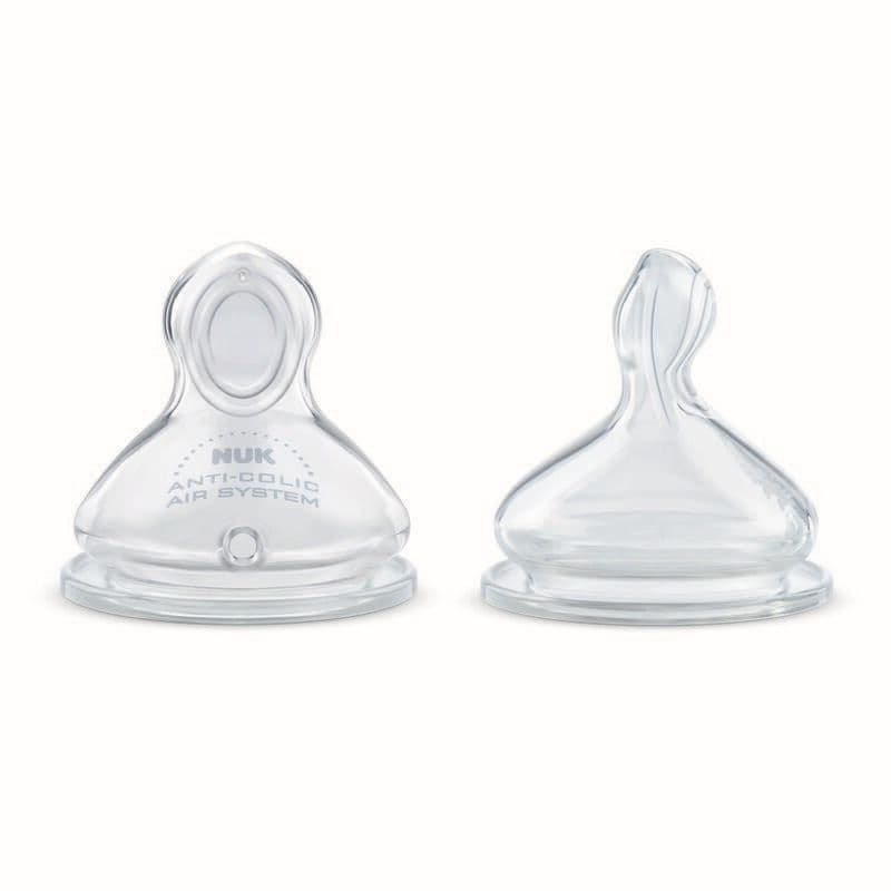 2 Tetines Nature Sense S 3 Trous Silicone, nuk transparent 0-6 mois per