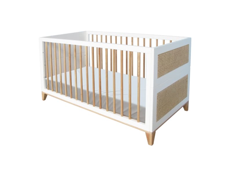 Nami Lit 70x140 Evolutif (2 Cotes Bas Tete et Pied de Lit Coupe) Cannage Ro